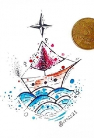 彩绘简约线条清新几何图形纹身手稿