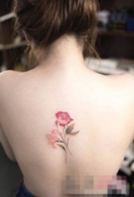 女生背部彩绘水彩创意文艺小清新花朵纹身图片