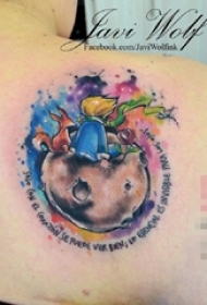 女生肩部彩绘星球英文素材和小王子纹身图片