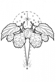 黑色线条几何元素创意树叶纹身手稿