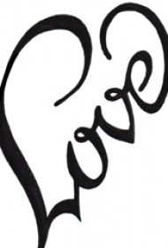 黑色线条创意文艺花体英文心形纹身手稿