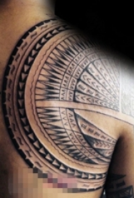 多款黑色线条素描点刺技巧霸气花臂纹身图案