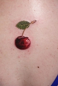 酸甜可口的彩绘几何简单线条水果樱桃纹身图案