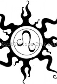 黑色线条素描创意精致有趣太阳纹身手稿