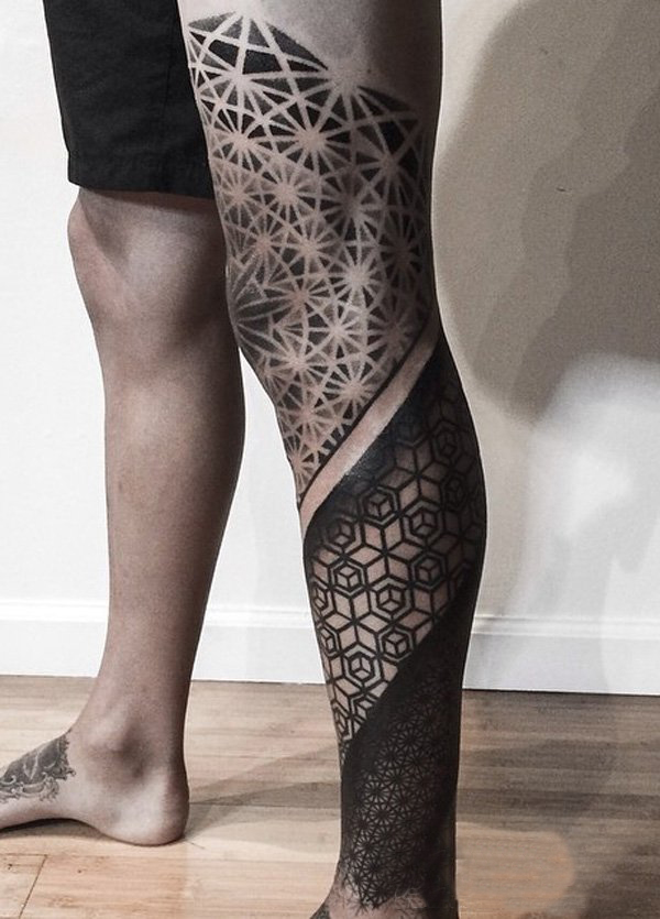 多款关于小腿上的几何线条创意纹身图案