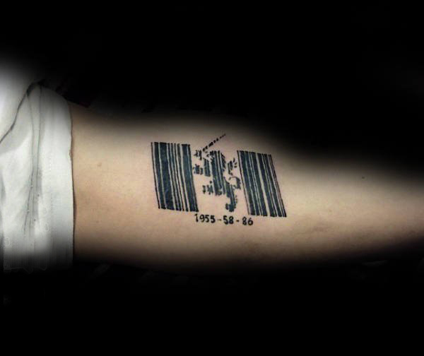 个性的黑色数字和简单线条条码纹身图案