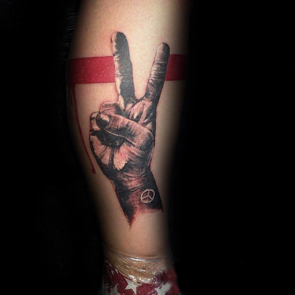 经典的几何圆形简单线条和平标志纹身图案