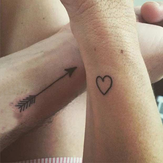 相濡以沫的简单个性线条情侣匹配纹身图案