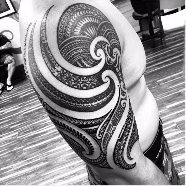 多款黑灰素描点刺技巧几何元素创意花纹纹身图案