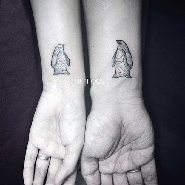 爱意无限的简单个性线条创意情侣纹身图案