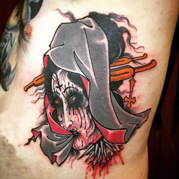 多款彩绘水彩素描的创意恐怖抽象人物纹身图案