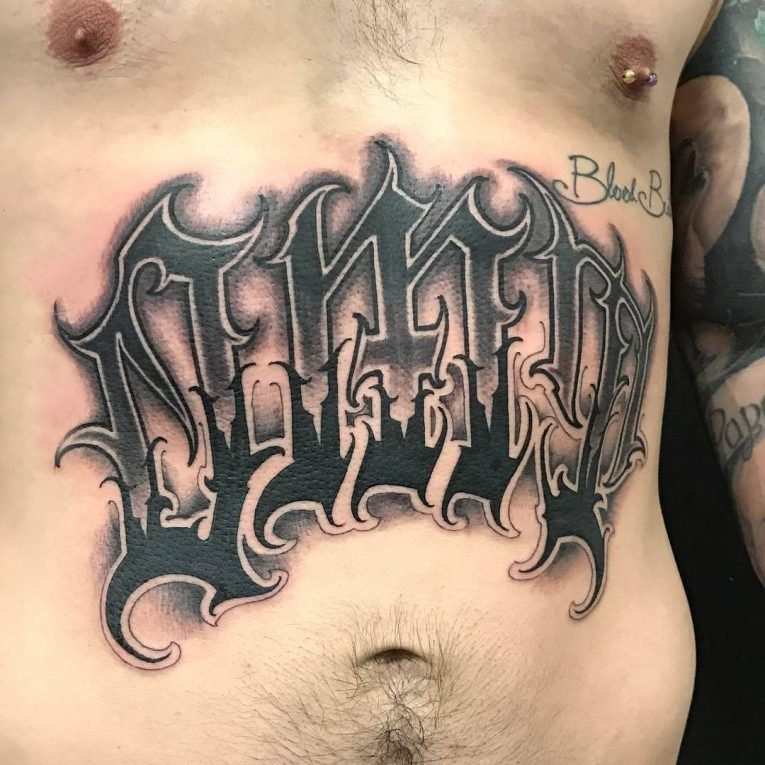 创意十足的黑色几何简单抽象线条英文纹身图案