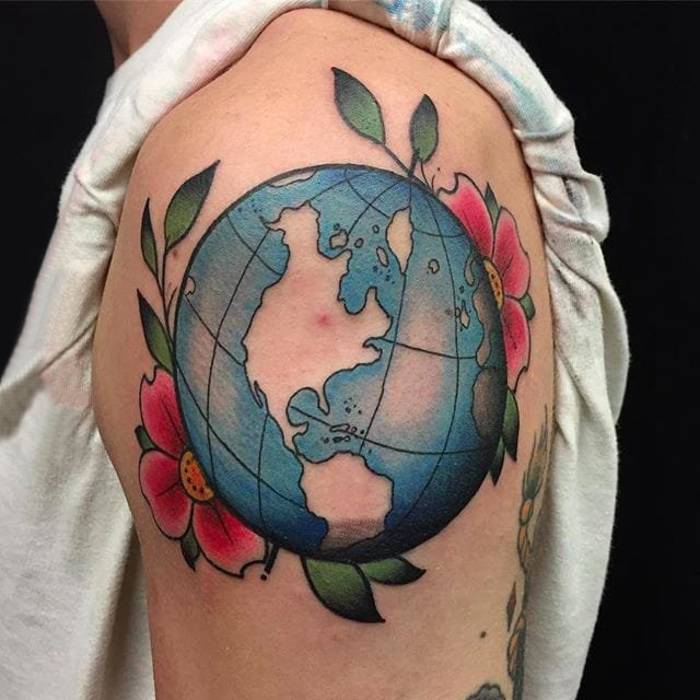 多款彩绘水彩素描创意精致有趣的地球星球纹身图案