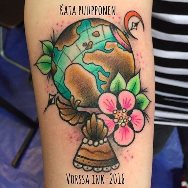 多款彩绘水彩素描创意精致有趣的地球星球纹身图案