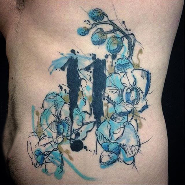 多款彩绘水彩素描创意文艺唯美精致花朵纹身图案