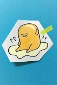 萌态十足的彩绘抽象线条卡通人物纹身手稿