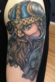 男生手臂上彩绘水彩素描男生人物纹身图片