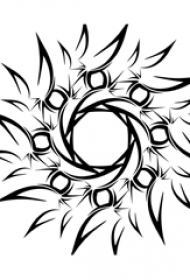 黑色线条创意文艺太阳纹身手稿