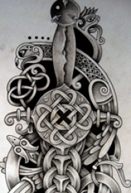 黑灰素描创意精致经典图腾纹身手稿