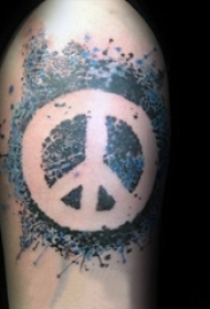 经典的几何圆形简单线条和平标志纹身图案