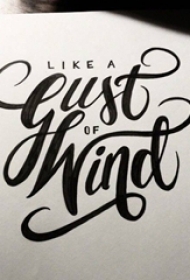 黑色线条文艺花体英文精致纹身手稿