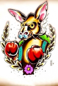 彩绘水彩素描创意动物恶搞纹身手稿