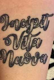 女生手臂上黑灰素描创意文艺花体英文纹身图片