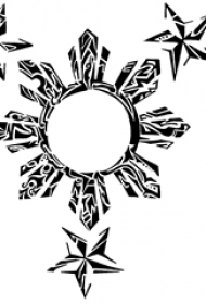 黑灰素描创意文艺太阳和星星纹身手稿