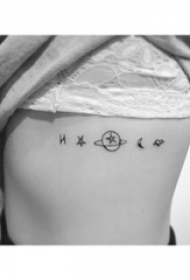 别致经典的黑色简单个性线条创意微型纹身图案