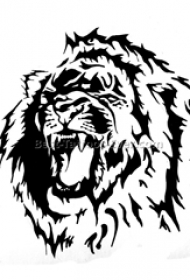 黑色线条素描创意霸气老虎有趣纹身手稿