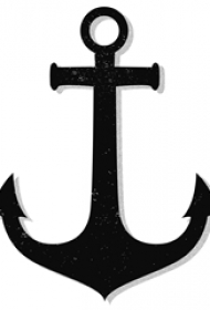 黑色线条素描描绘的创意海军风精致船锚纹身手稿