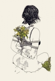 多款黑灰素描创意精致独特抽象女生肖像纹身手稿