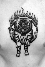 精彩纷呈的黑色点刺简单线条创意马戏团纹身图案