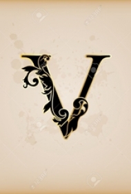 黑色素描创意唯美花纹花体英文纹身手稿