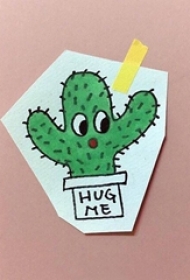 彩绘水彩素描创意抽象可爱仙人掌小图案纹身手稿