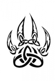 创意的黑色几何简单线条爪印纹身手稿