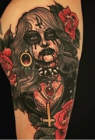 多款彩绘水彩素描的创意恐怖抽象人物纹身图案