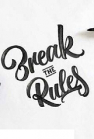 新颖的黑色抽象线条有意义的英文单词纹身手稿