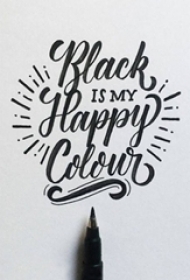 黑色线条创意文艺唯美有意义花体英文纹身手稿