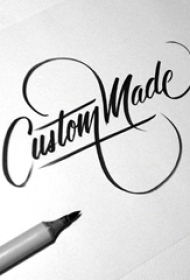 黑色线条创意文艺花体英文纹身手稿