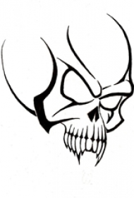 黑色线条创意霸气骷髅纹身手稿