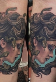男生手臂上彩绘水彩素描创意经典人物纹身图片