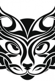 创意的黑色抽象线条小动物老虎纹身手稿