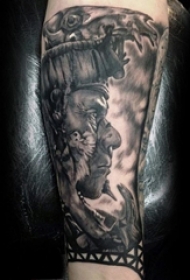 多款黑灰素描点刺技巧经典传统玛雅纹身图案