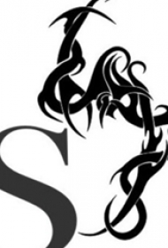 多款黑色线条素描文艺唯美经典有意义英文字母纹身手稿