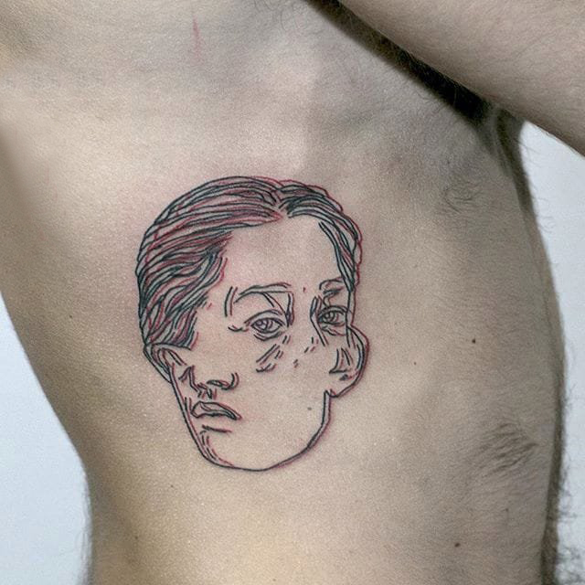 多款黑色线条素描创意精美别致的抽象肖像纹身图案