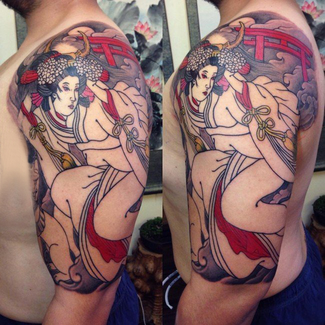 多款彩绘水彩素描创意霸气精致日本元素图腾纹身图案