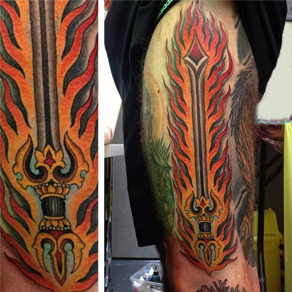 多款彩绘水彩素描创意霸气精致的匕首纹身图案