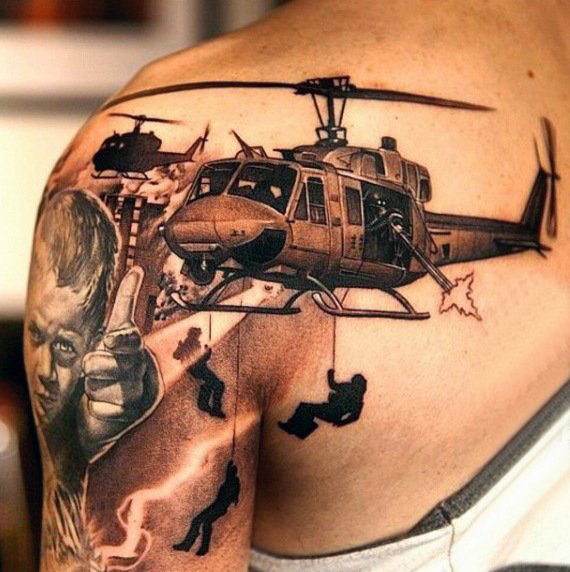 多款黑灰素描点刺技巧创意经典霸气战争元素纹身图案