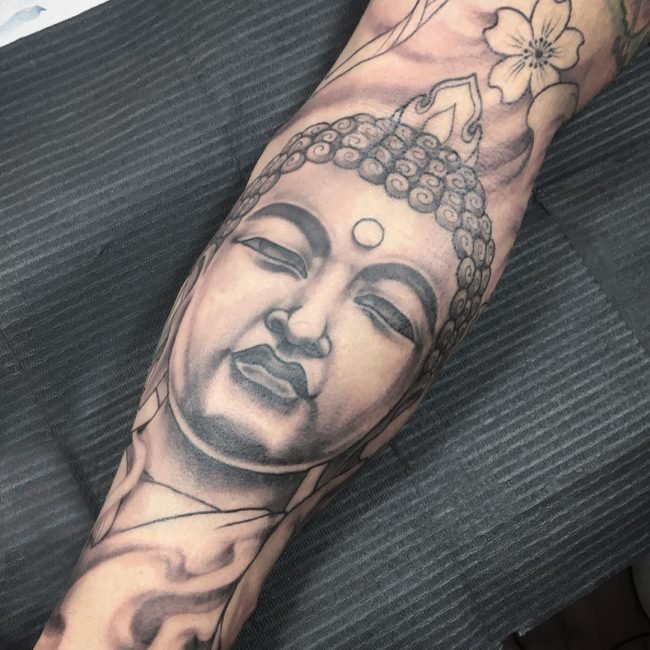 多款黑灰素描点刺技巧经典精致弥勒佛纹身图案